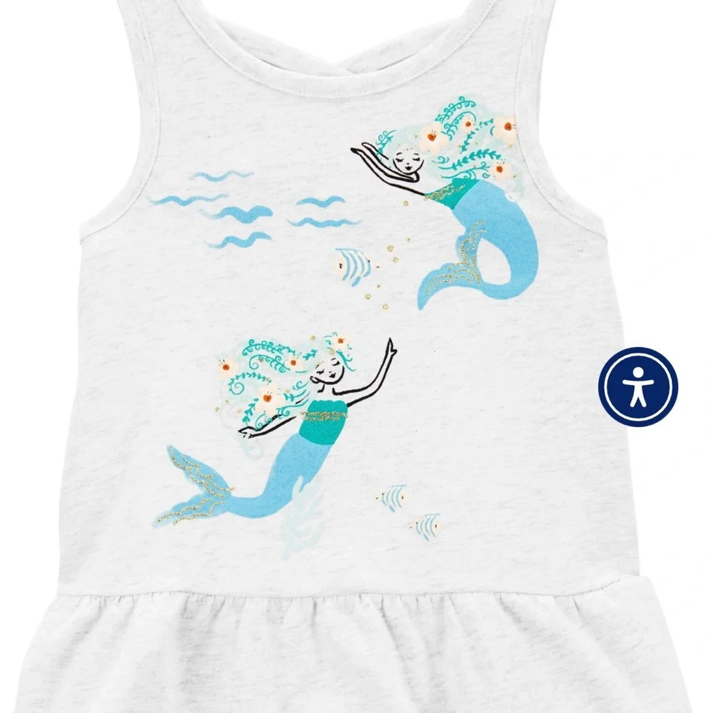 Baby Mermaid Print Peplum Criss-Cross Tank ⭐️3 for $20⭐️